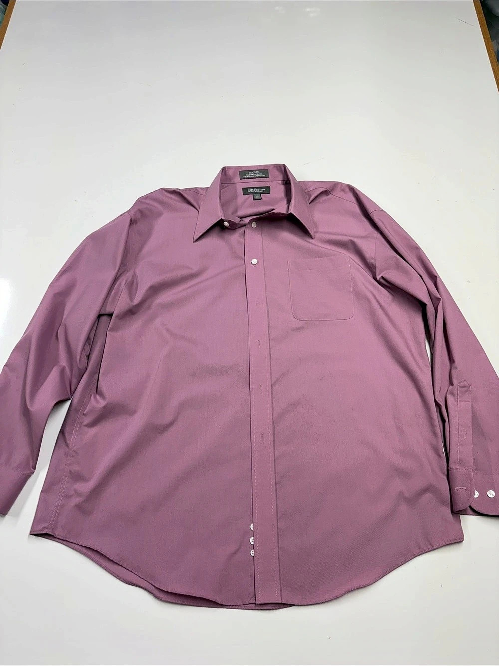 croft & barrow Wrinkle-Resistant Broadcloth Dress Shirt Purple 17 34-35